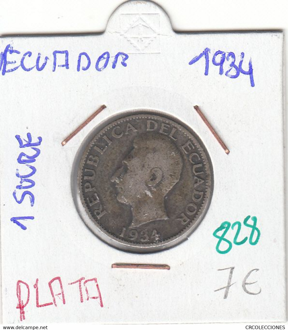 CR0828 MONEDA ECUADOR 1 SUCRE 1934 PLATA 7 - Ecuador