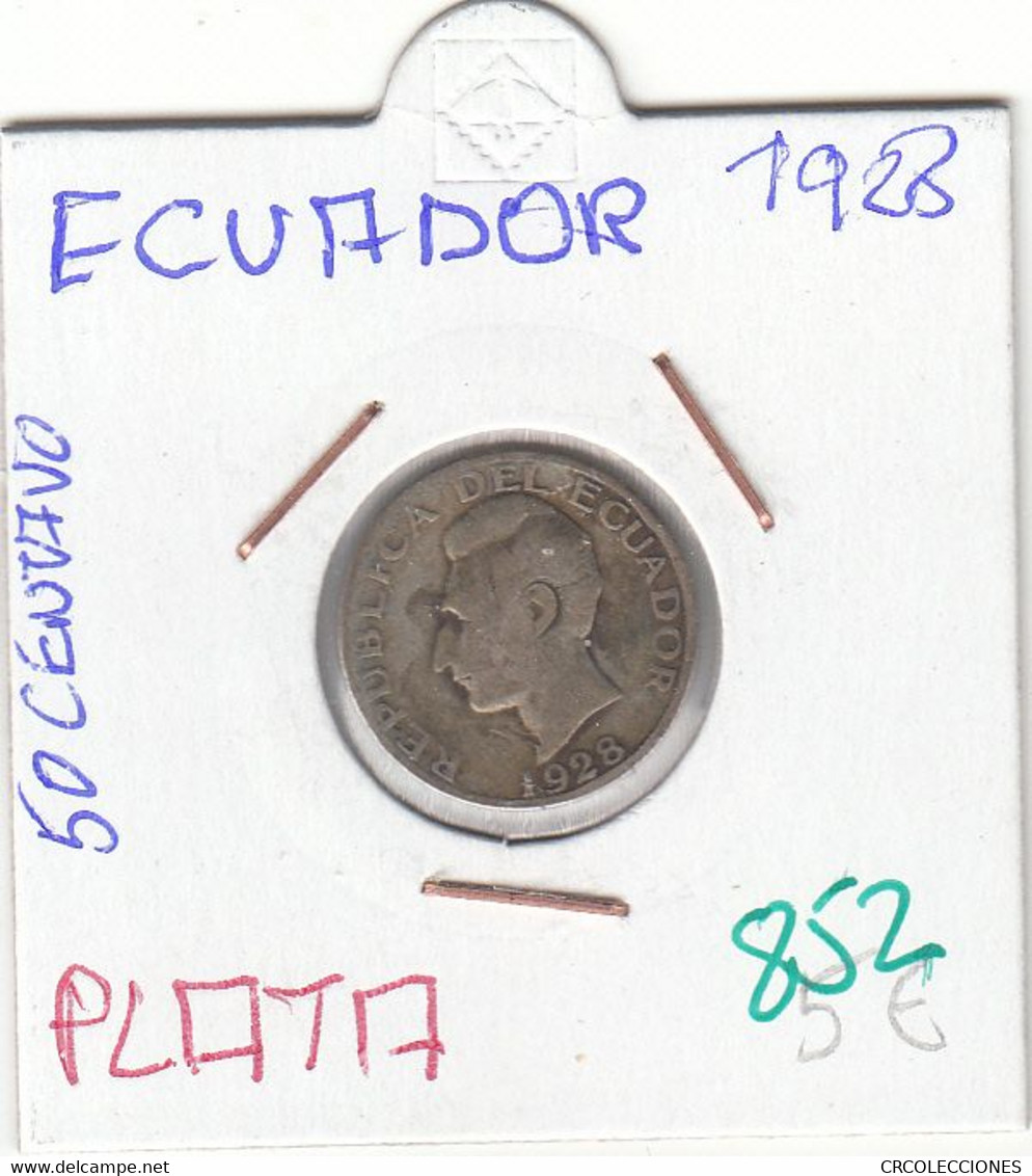 CR0852 MONEDA ECUADOR 50 CENTAVOS 1928 PLATA 5 - Ecuador