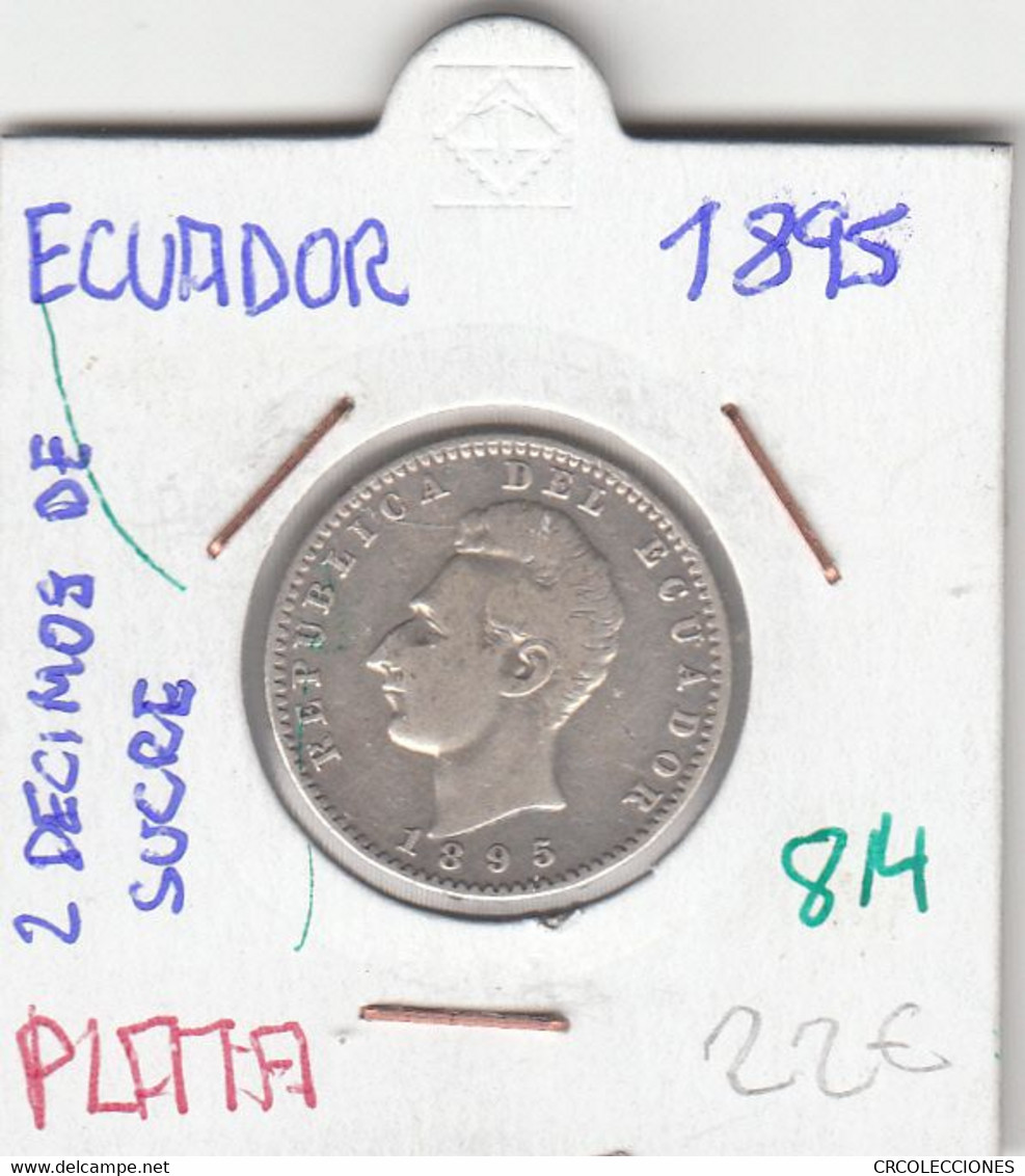 CR0814 MONEDA ECUADOR 2 DECIMAS DE SUCRE 1895 PLATA 22 - Ecuador