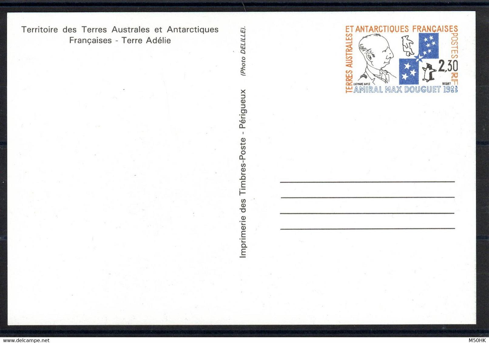 TAAF - Entier Postal 1-CP Neuf 1991 - Entiers Postaux