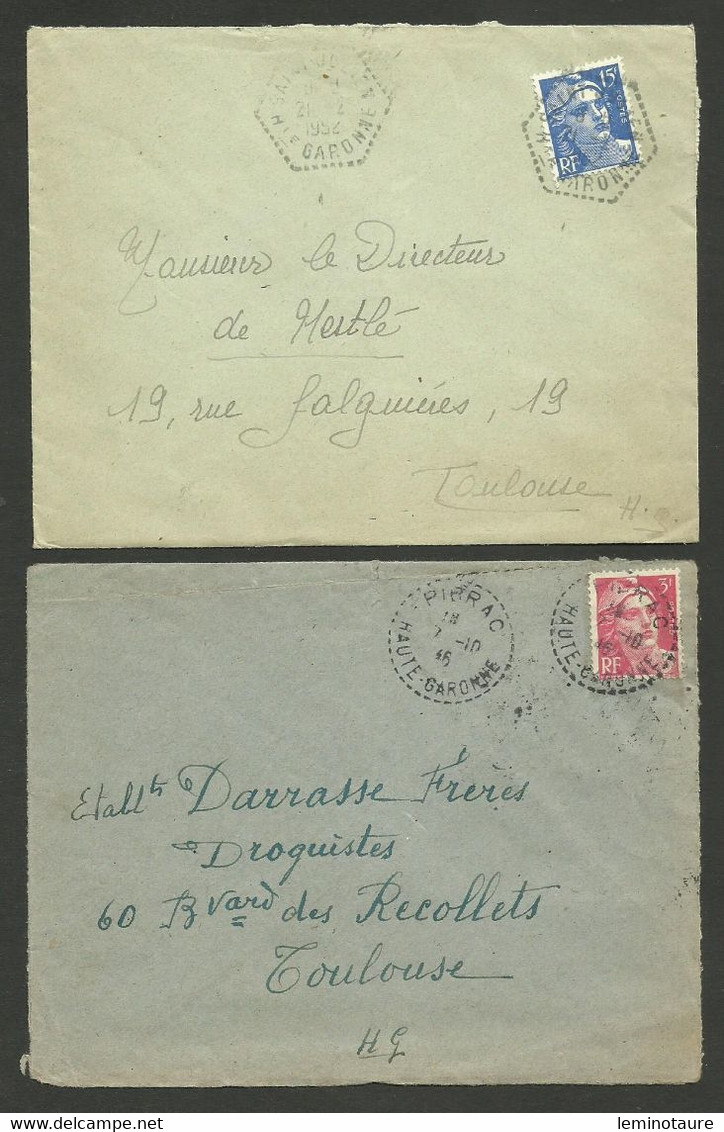 31 - HAUTE GARONNE / Lot 2 Enveloppes Recette Distribution PIBRAC & Agence Postale SAINT JULIEN / Marianne De Gandon - Manual Postmarks