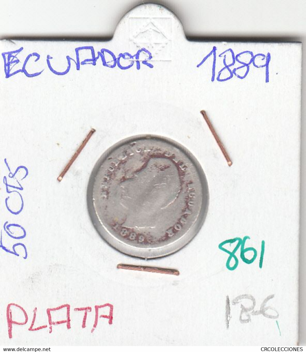 CR0861 MONEDA ECUADOR 50 CTS 1889  PLATA 18 - Ecuador