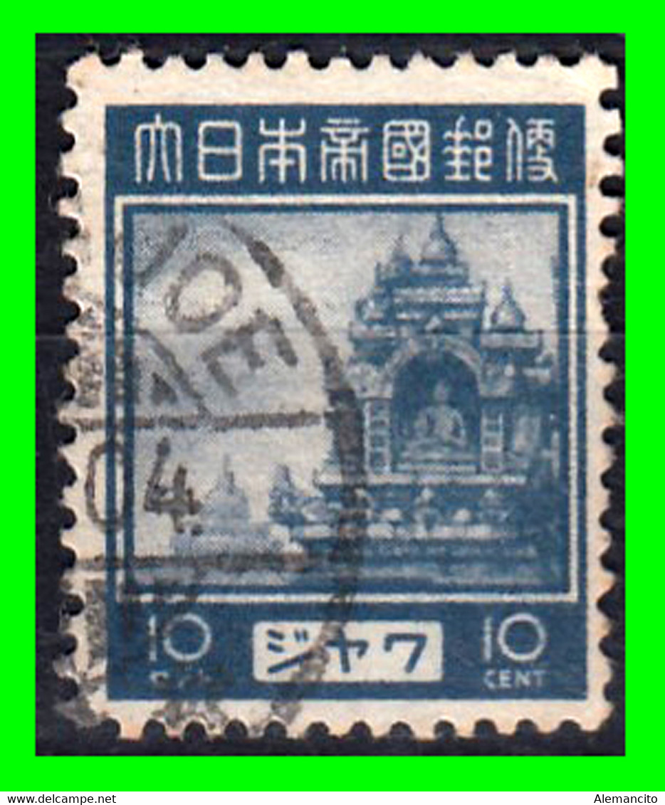 JAPON  SELLO DE JAVA OCUPACION JAPONESA MICHEL Nº 7 COTE 2010 TEMA TEMPLO DE BOROBUDUR - Used Stamps