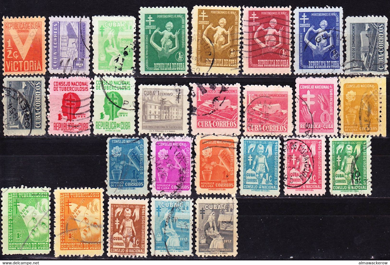 Cuba 1938-1958 Lot Of Back Of Book Stamps Used O - Bienfaisance