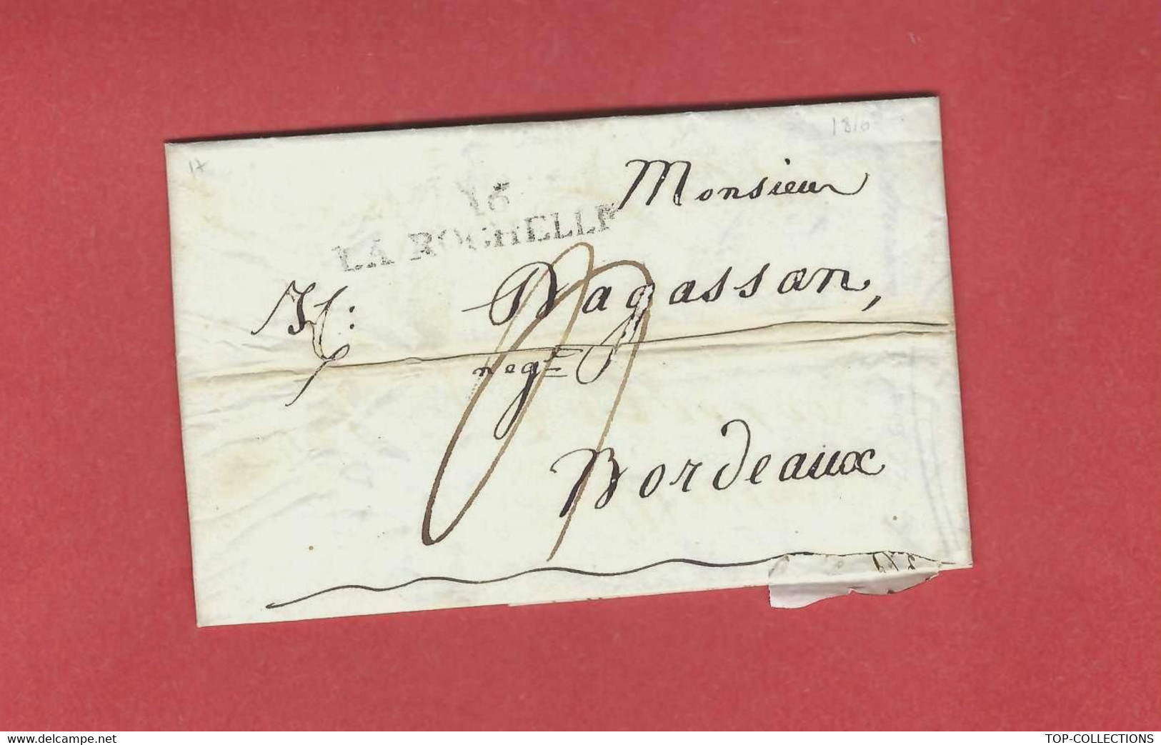 1816 CONTRUCTION NAVIGATION NAVIRE GREEMENT VAISSEAU OFFICIERS CAPITAINES   La Rochelle => Dagassan Armateur Bordeaux - Historische Documenten