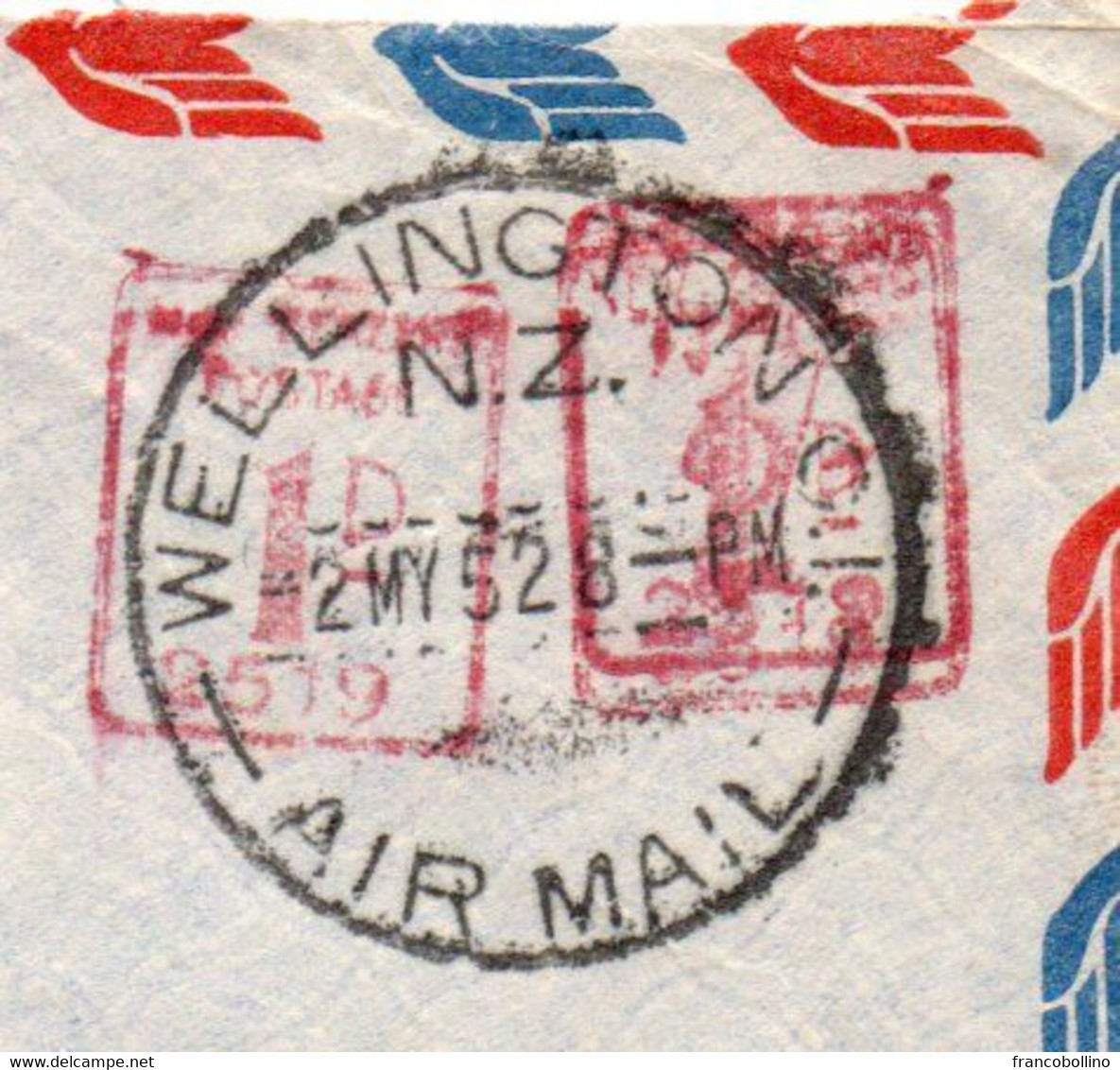 NEW ZEALAND - AIR MAIL COVER TO U.K.1952 / RED METER / EMA - Cartas & Documentos