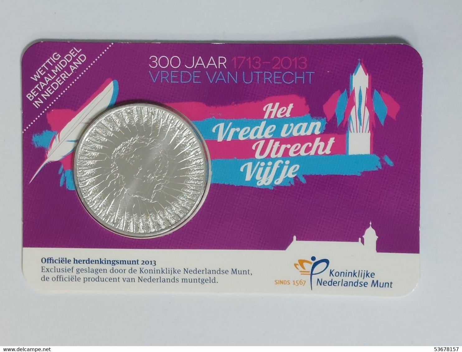 Netherlands - 5 Euro, 2013, 300th Anniversary - Treaty Of Utrecht, KM# 325 - Zilveren En Gouden Munten