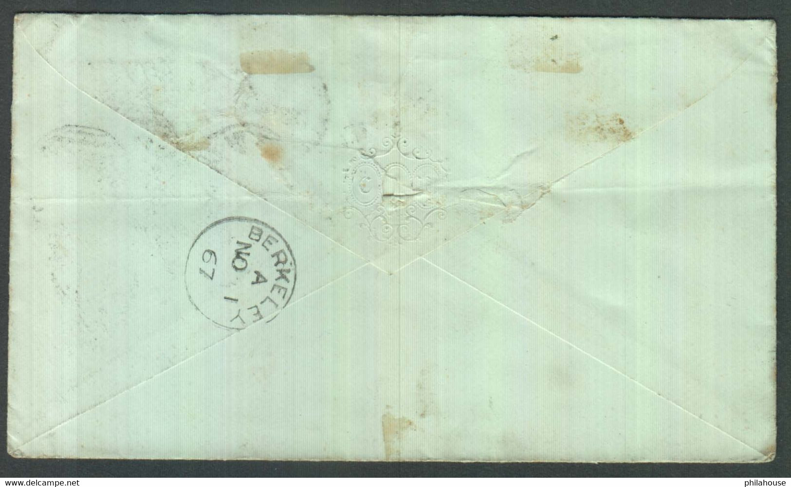 GB One Penny Red Stamps Plate # 90 On Cover WC/24 Duplex Cancellation Oct 31, 1867 With BERKELY Delivery Postmark - Briefe U. Dokumente