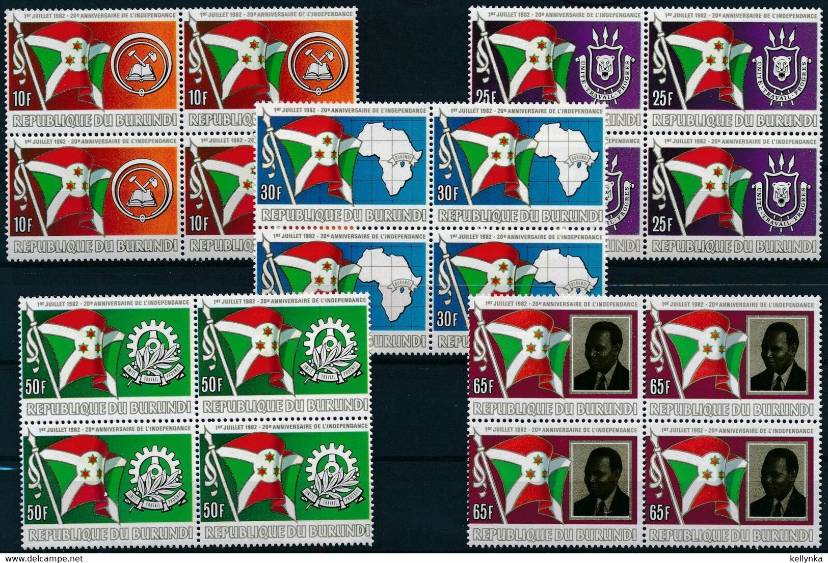 Burundi - 905/909 - Blocs De 4 - Indépendance - 1982 - MNH - Unused Stamps