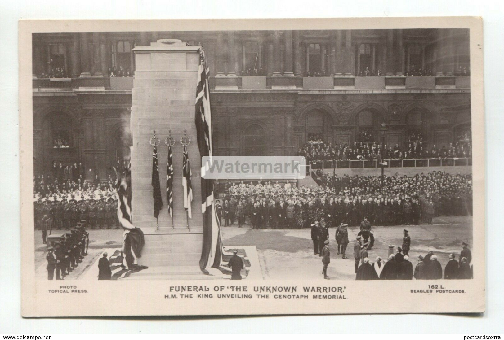 King George V Unveiling The Cenotaph Memorial - Funeral Of The Unknown Warrior - Old Real Photo Postcard - Familles Royales