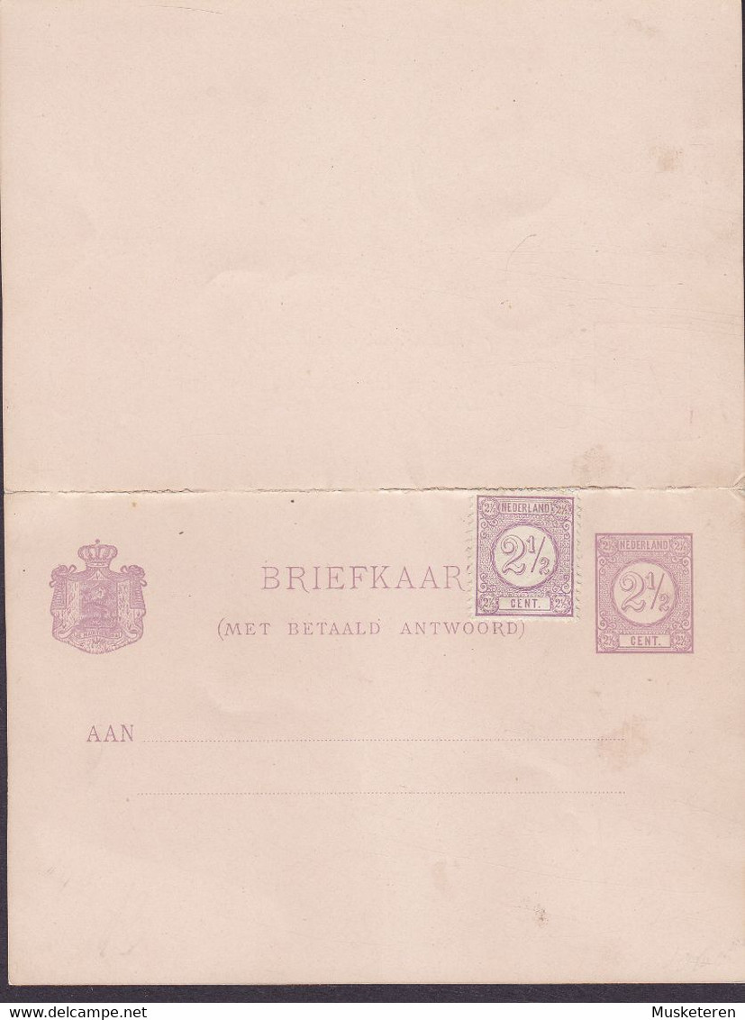 Netherlands Uprated Postal Stationery Ganzsache Entier Met Betaald Antwoord 1881 Uncancelled 2½c. Perf. 12½ (Cote 240€) - Ongebruikt