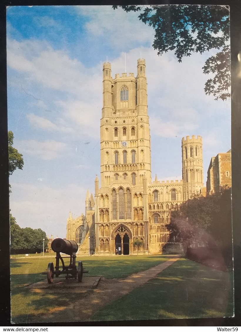 1992 UK Great Britain Ely Cathedral Postcard Sent Peterborough To Scotland Without Stamps - Ely