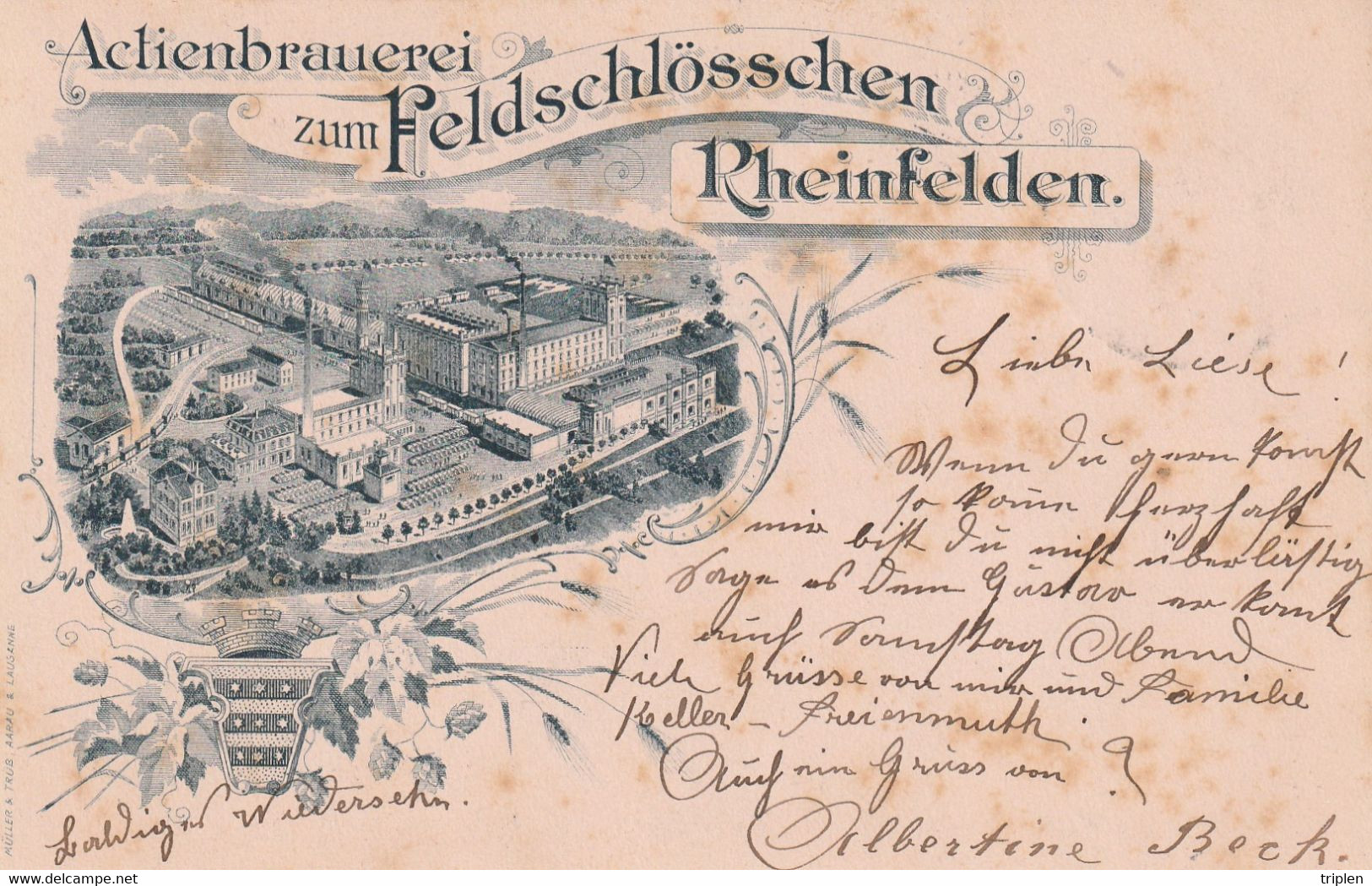 Actienbrauerei Zum Feldschlösschen - Rheinfelden - Litho - Rheinfelden