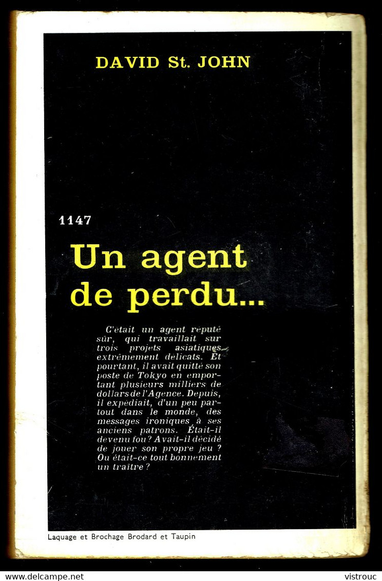 "Un Agent De Perdu..." - Par David St. JOHN- Série Noire N° 1147 - GALLIMARD - 1967. - Otros & Sin Clasificación