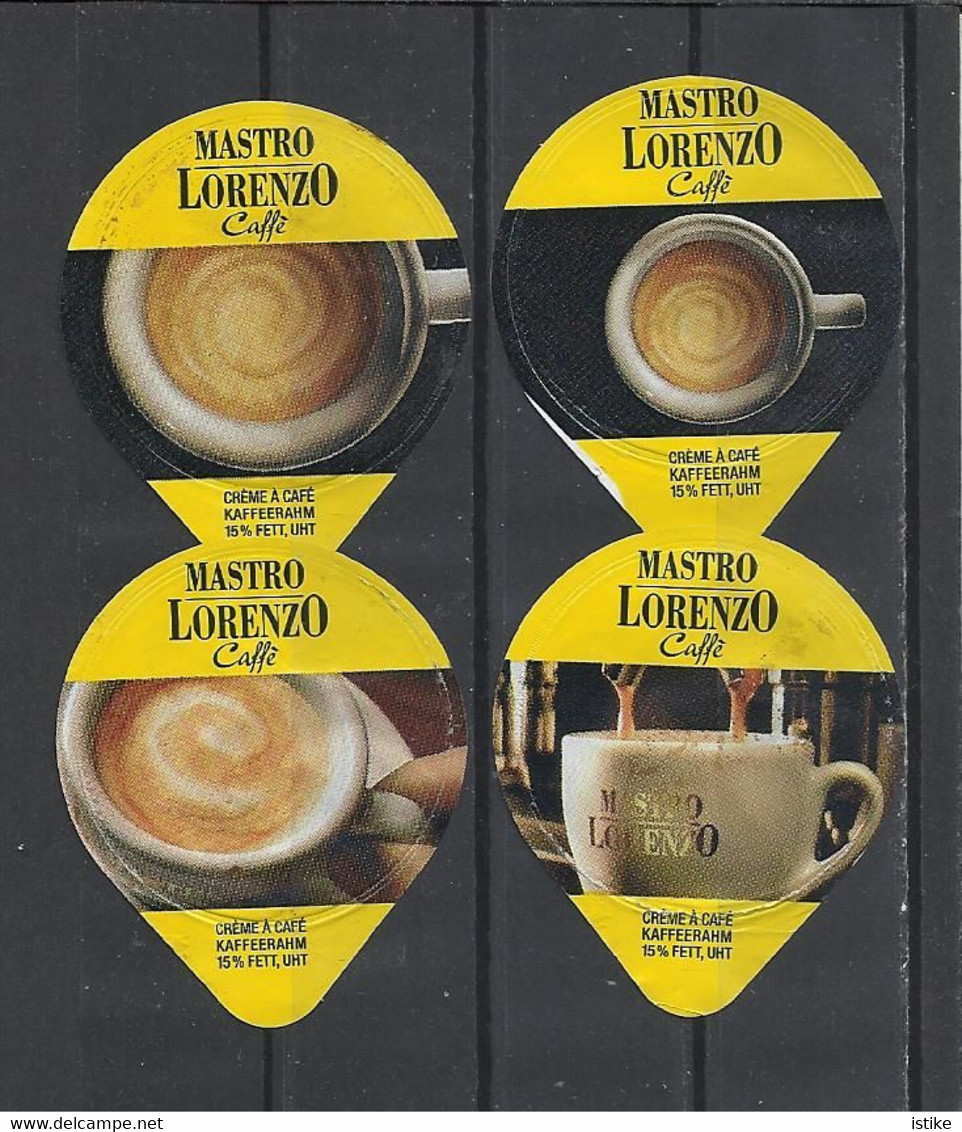 Switzerland, Coffee Cream Labels, "Mastro Lorenzo Caffe",Lot Of 4. - Milchdeckel - Kaffeerahmdeckel