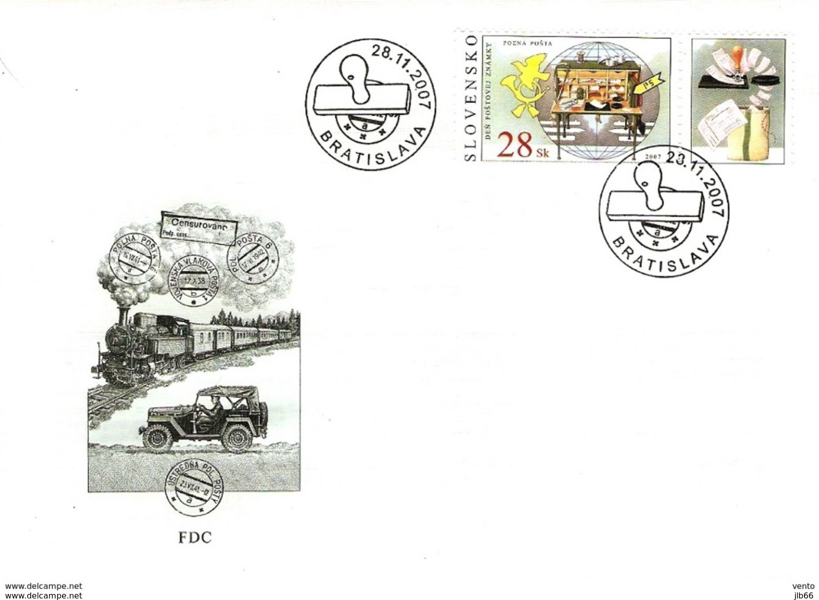 FDC 412 SLOVAQUIE 2007 Jour Du Timbre Bureau De Poste Militaire Mobile Feldpost Yv 496 Mi 571 - FDC