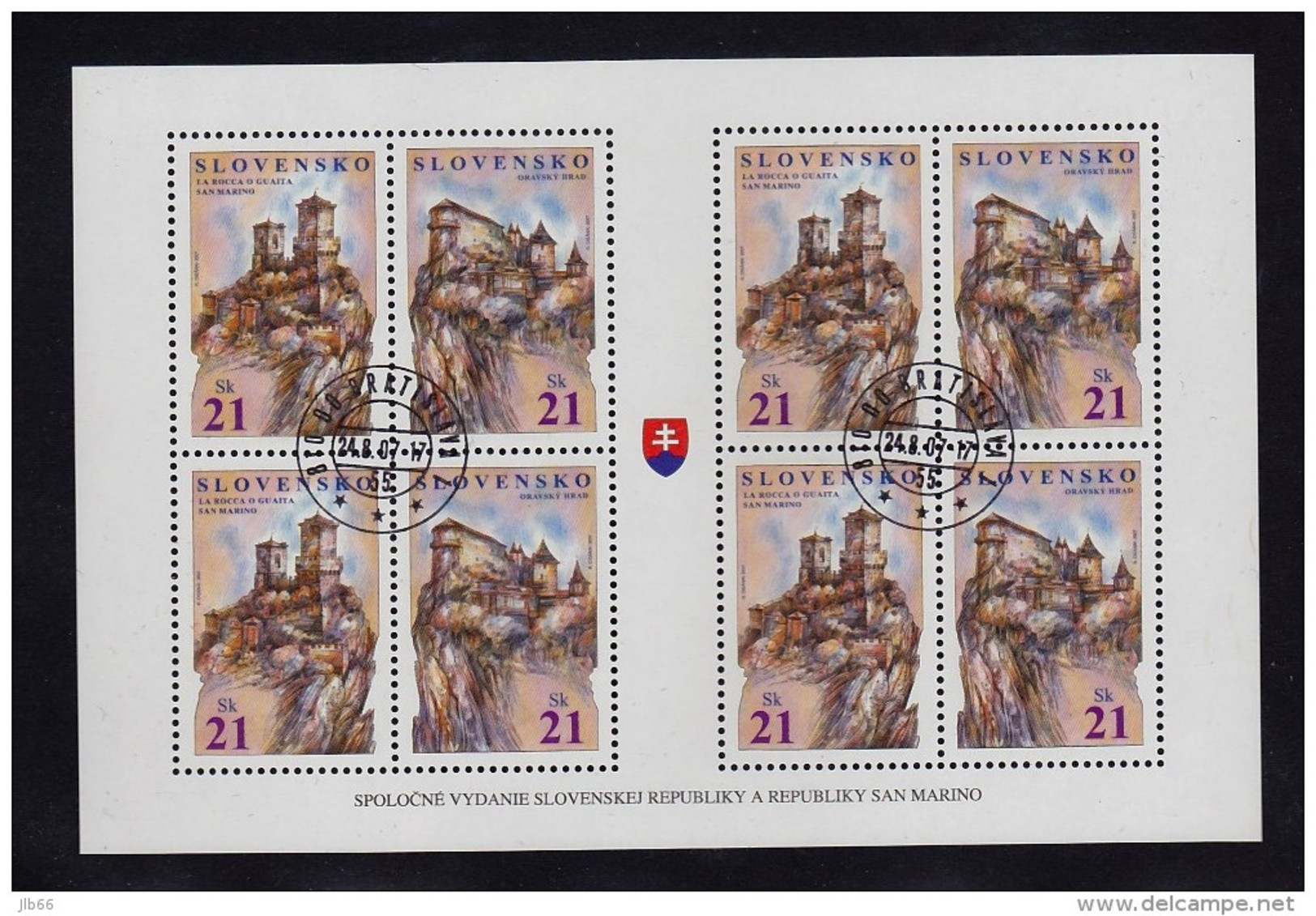 Bloc De 4X2 Timbres 2007 Saint Marin (tirage 25000) Obl. YT 487/488 ; Sheet San Marino 2007 Used Mi 562/563 - Blocchi & Foglietti