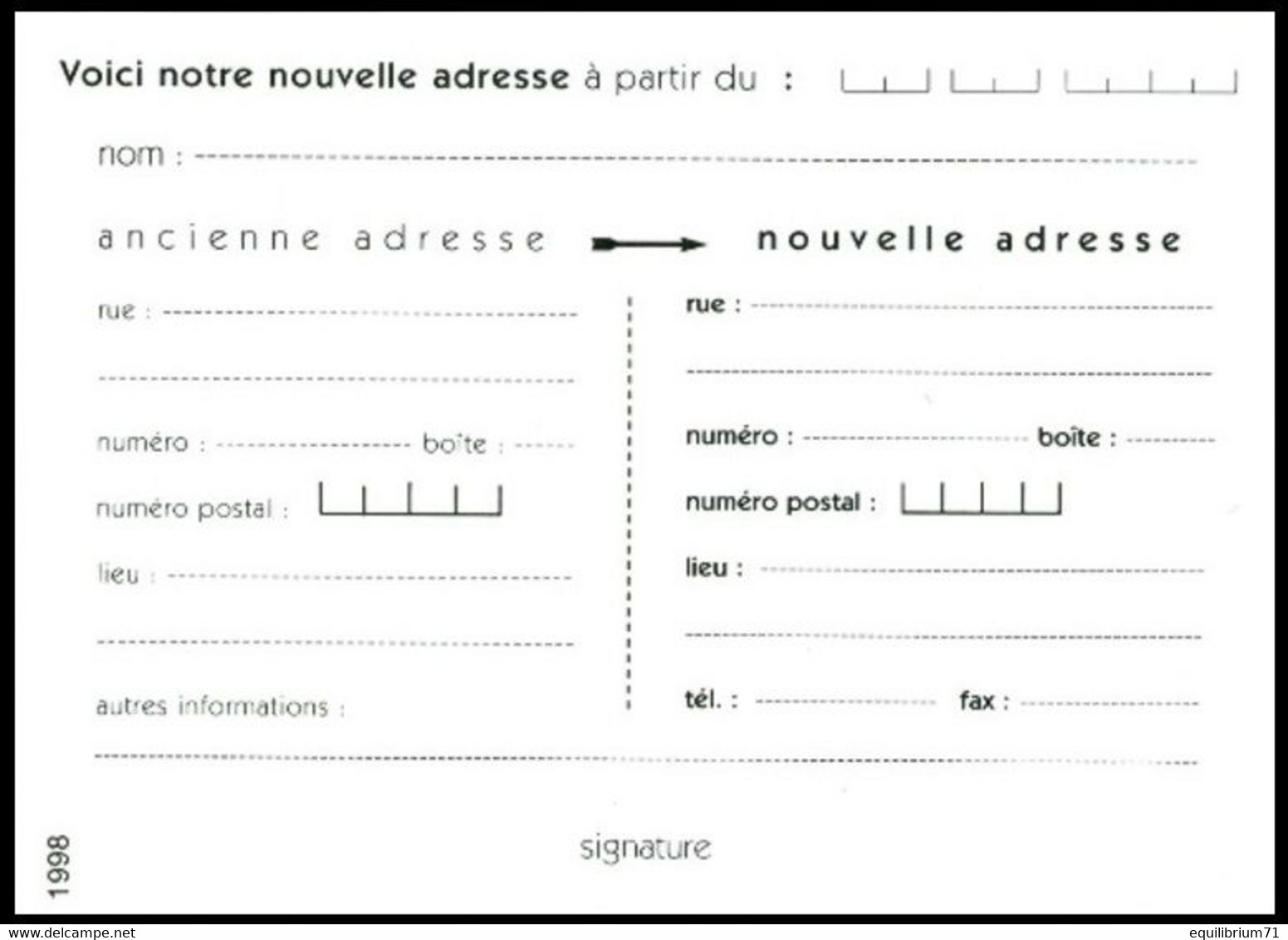 CA/AV 32 F - Avis De Changement D'Adresse/Bericht Van Adresverandering -1998 - NEUF / NIEUW - Avis Changement Adresse