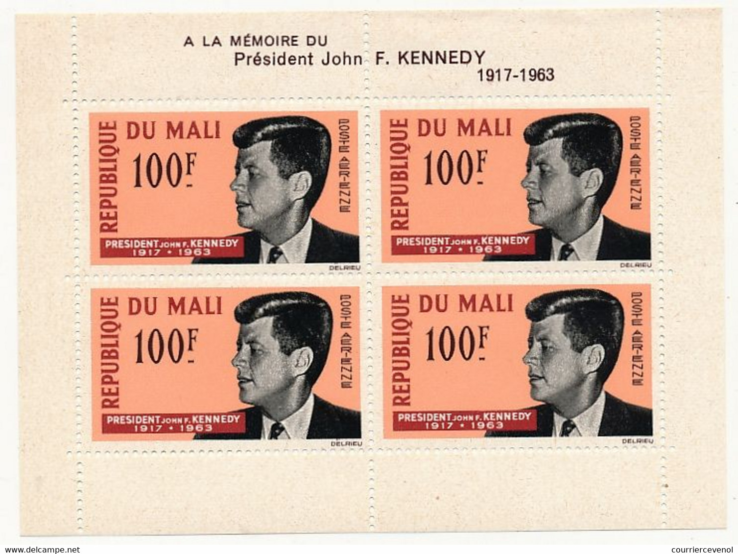 AFRIQUE Francophone - 10 blocs de 4 (Feuillets) A la Mémoire de J.F. Kennedy - Neufs - 8 Etat SUP, 2 état TB