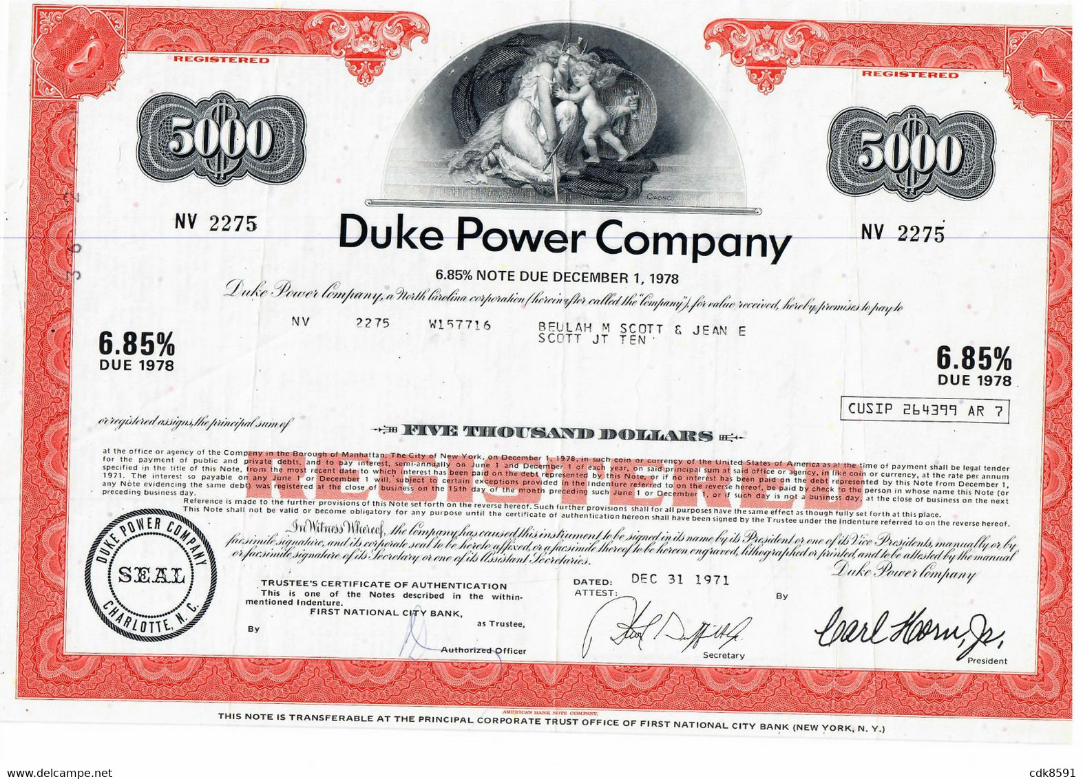 Duke Power Company 5000 $ 1978 - D - F