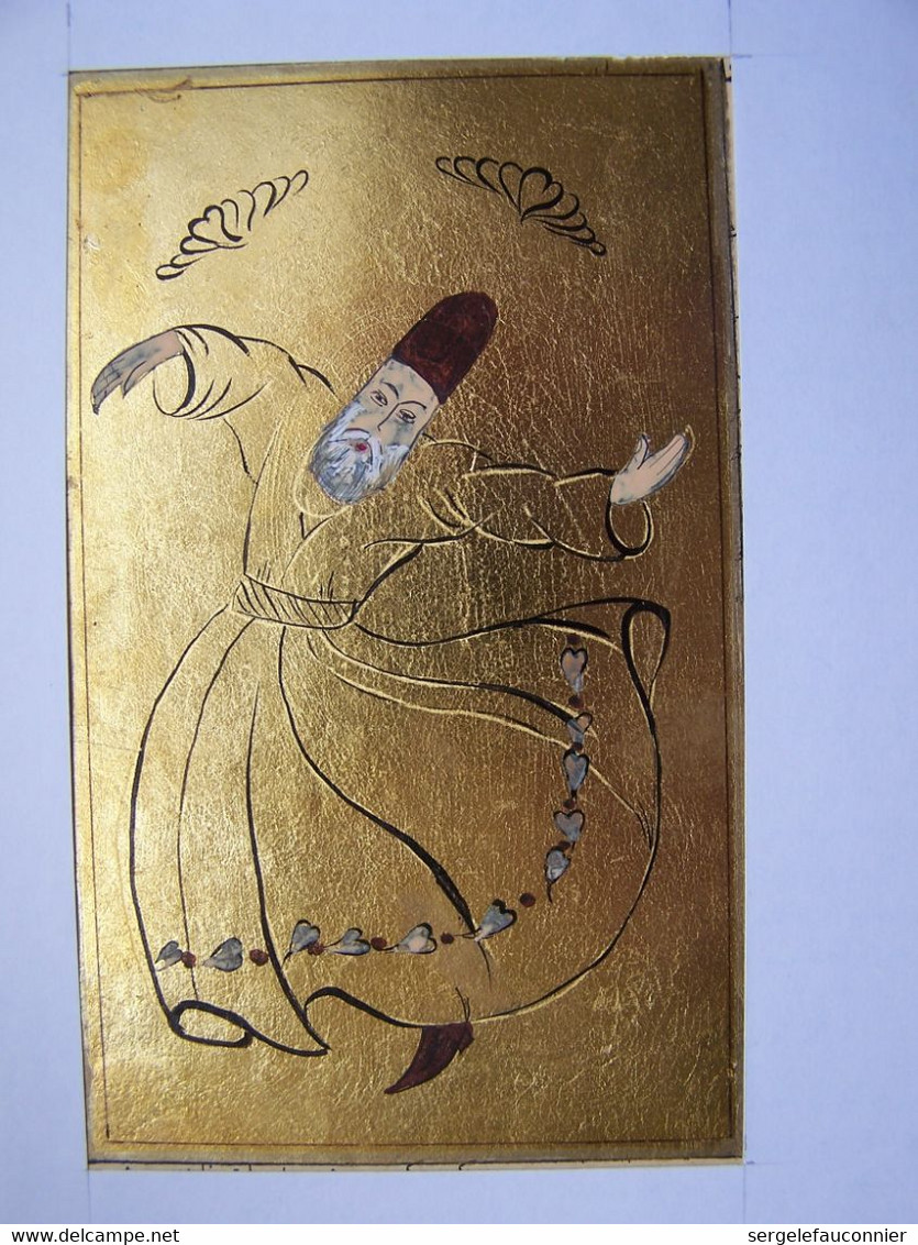 Enluminure De Derviche Tourneur Sur Feuille D'Or - Arte Oriental