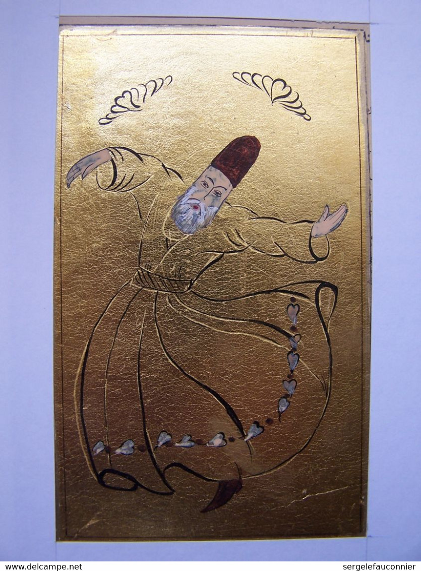 Enluminure De Derviche Tourneur Sur Feuille D'Or - Arte Oriental