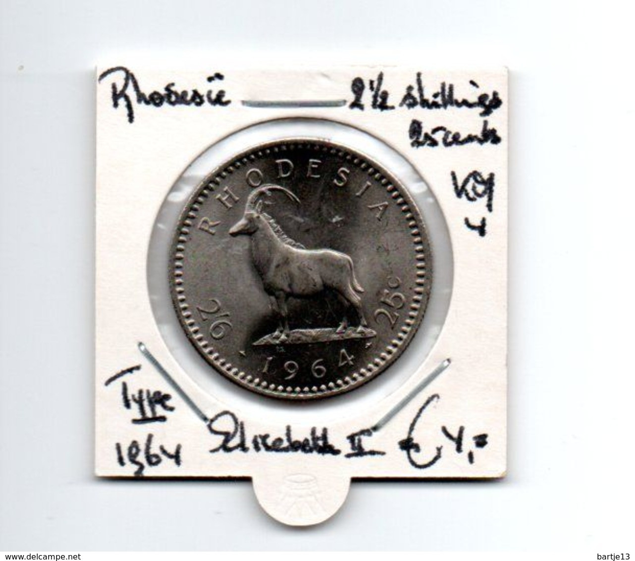 RHODESIE 2 1/2 SHILLINGS 1964 TYPE COIN ELISABETH II - Rhodésie