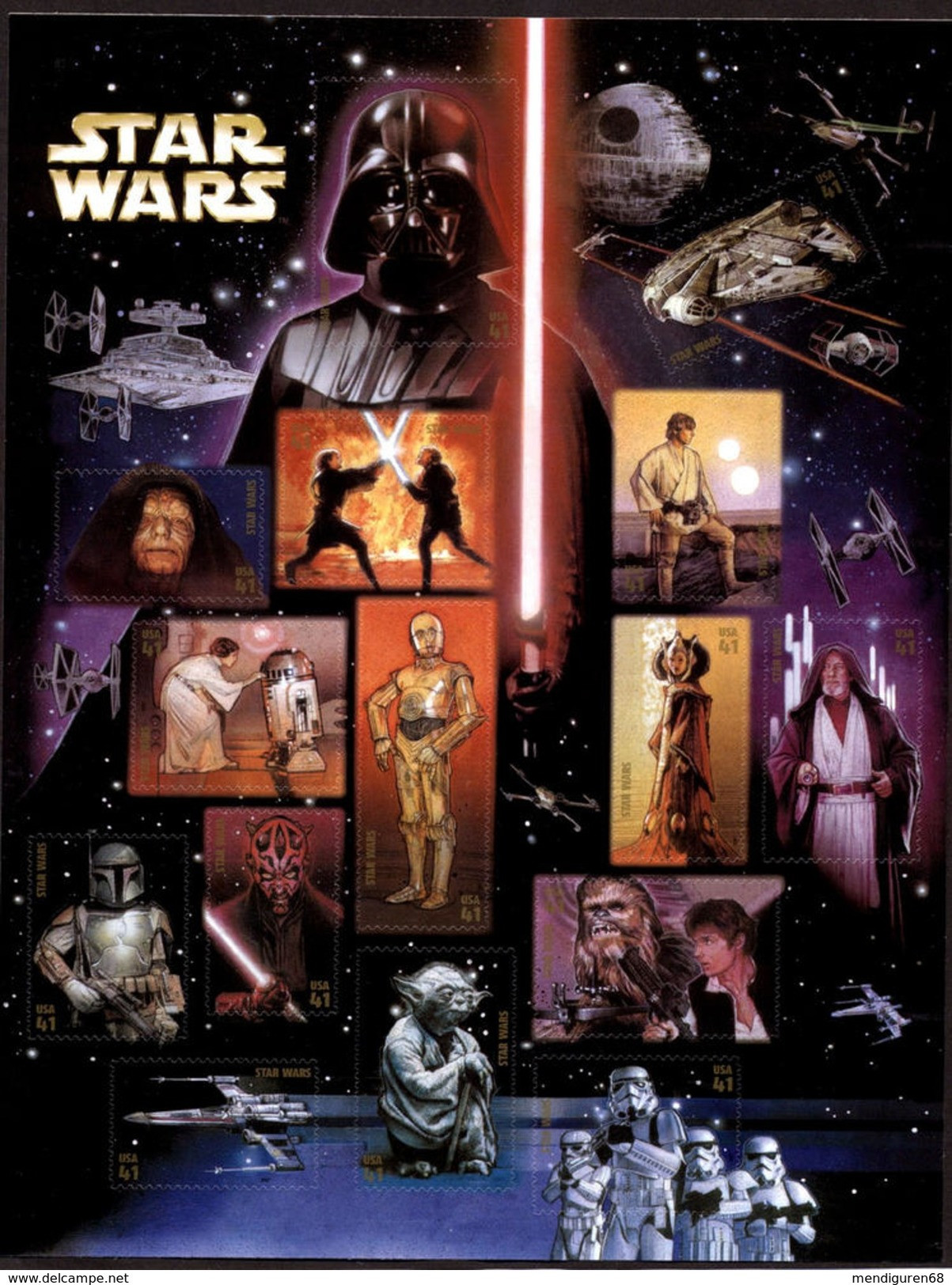 VEREINIGTE STAATEN ETATS UNIS USA 2007 STAR WARS PANE 15V MNH SC 4143SP YT F3909-23 MI B4215-29 SG MS4712 - Volledige Vellen