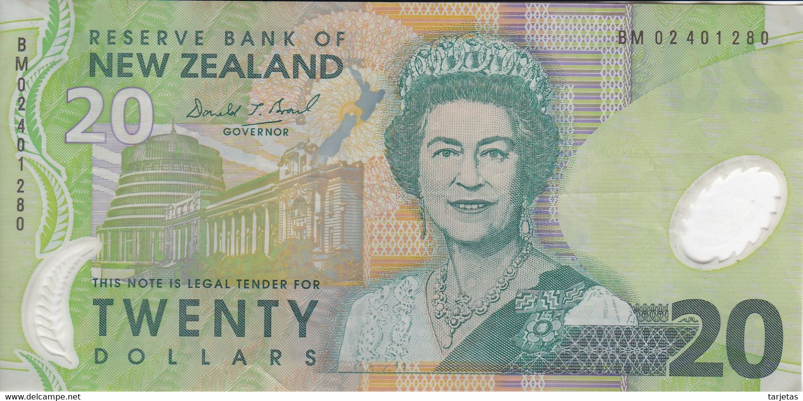 BILLETE DE NUEVA ZELANDA DE 20 DOLLARS DEL AÑO 2002 (BIRD-PAJARO) (BANKNOTE) - Nueva Zelandía