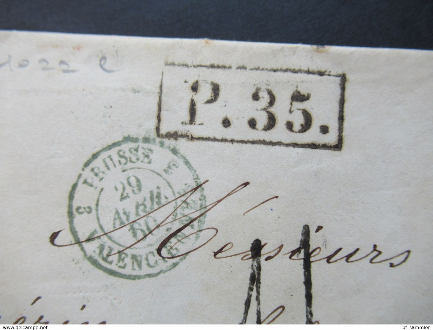 Russland April 1860 Ra1 P.35 Moscou - Lyon Transit Prusse 3 Valenciennes über Paris Faltbrief Mit Inhalt - Covers & Documents