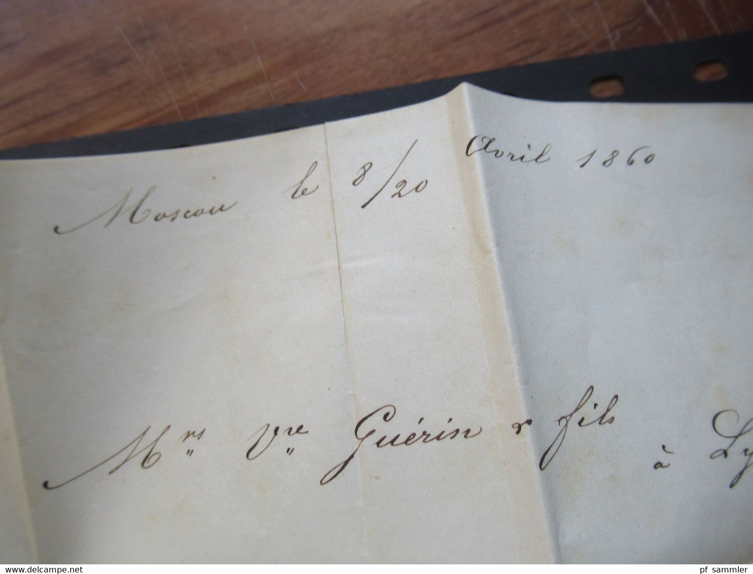 Russland April 1860 Ra1 P.35 Moscou - Lyon Transit Prusse 3 Valenciennes über Paris Faltbrief mit Inhalt