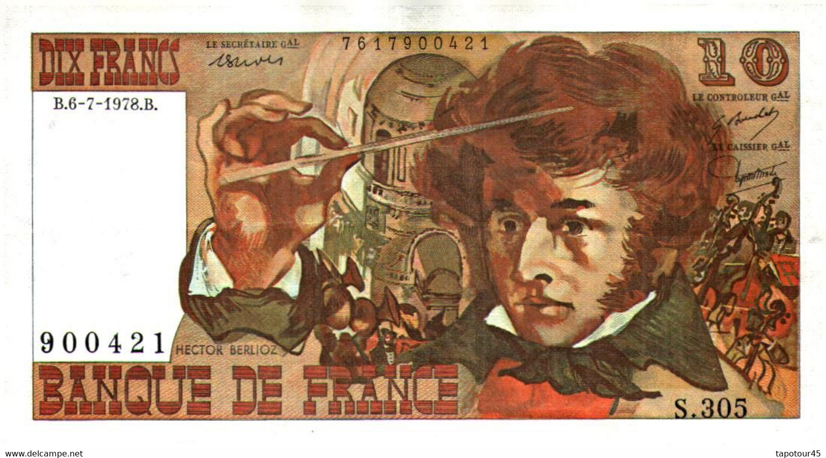 T 1 >   France 	10 Francs	B.6-7-1978.B .	Berlioz	7617900421	S .305 - 10 F 1972-1978 ''Berlioz''