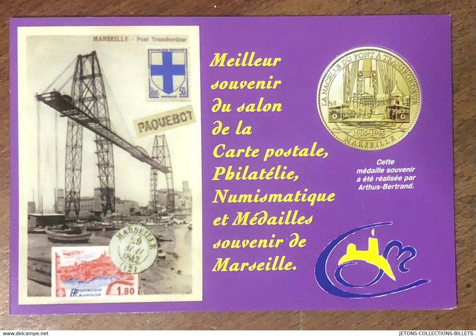 13 MARSEILLE PONT À TRANSBORDEUR QUE L'ENCART SANS MÉDAILLE TOURISTIQUE ARTHUS-BERTRAND JETON MEDALS COINS TOKENS - 2010