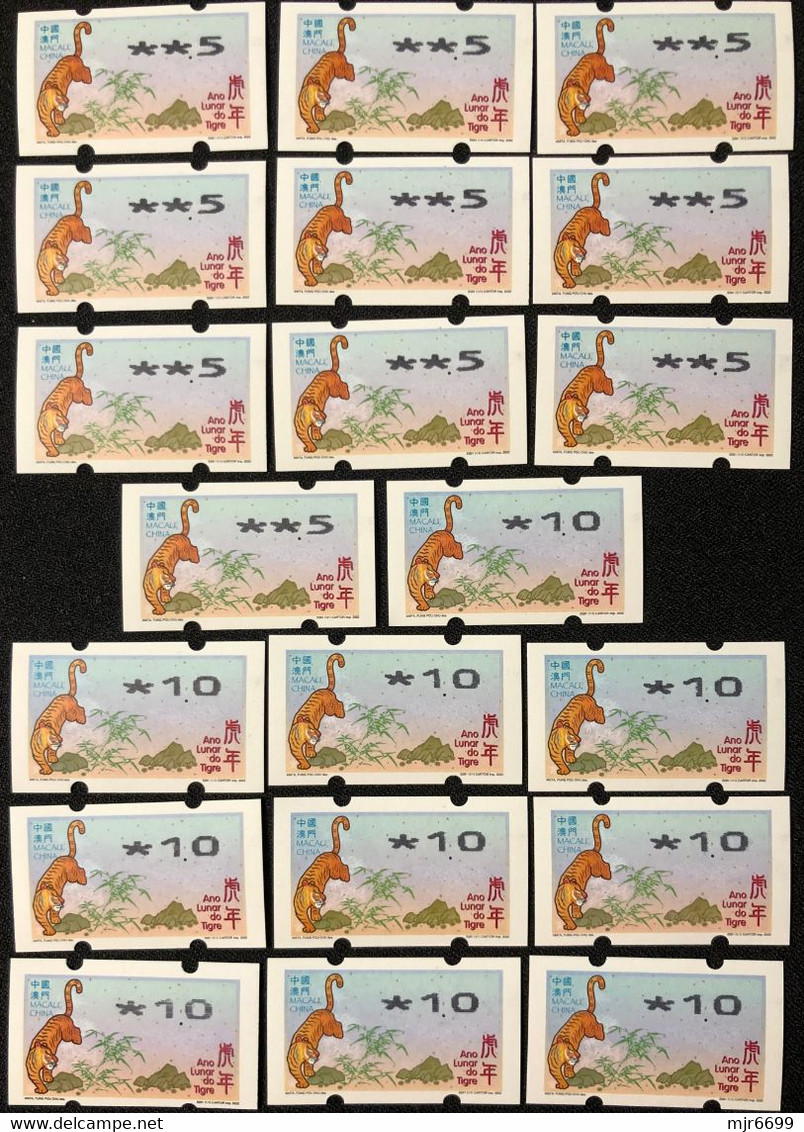 LUNAR NEW YEAR OF THE TIGER ATM LABELS - NAGLER MACHINE PRINT 2 VALUES-50AVOS & 1PAT X 10 EACH. - Distributors