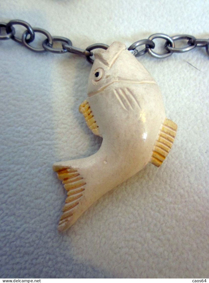 Collana Metal Con Ciondolo Pesce Lunghezza Chiusa 29 Cm  Bigiotteria  Vintage - Necklaces/Chains