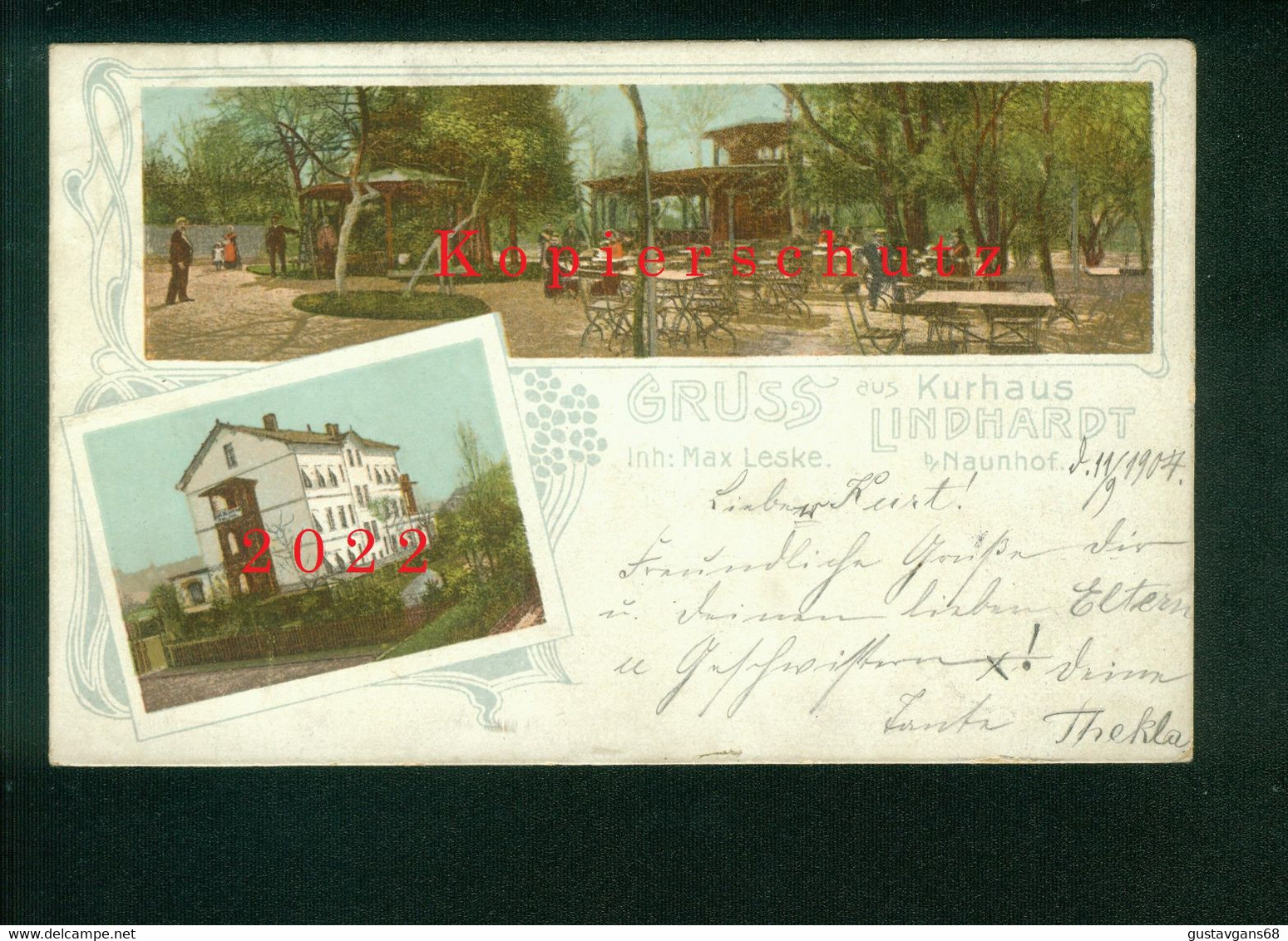 Litho-AK Kurhaus Lindhardt Bei Naunhof, Als Bahnpost 1904 Gelaufen Nach Döbeln - Naunhof