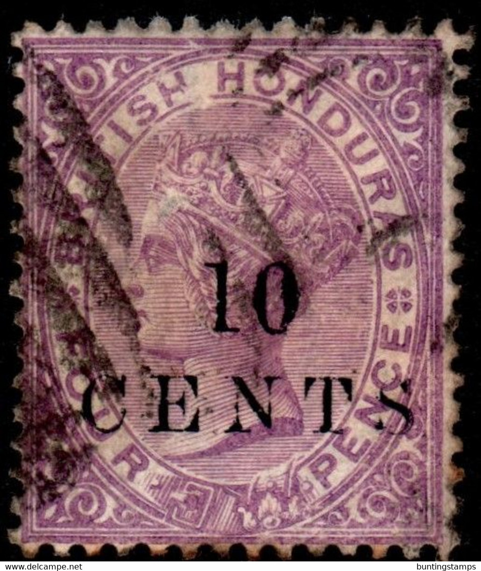 British Honduras 1888 Crown CA Perf 14 10c On 4d Mauve O (Belize) Cancel - British Honduras (...-1970)