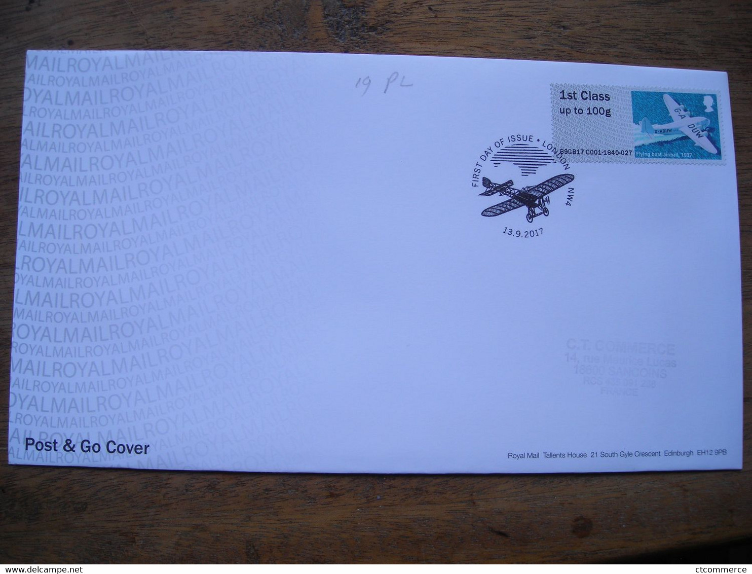 2017 FDC Royal Mail, Mail By Air, Courrier Par Voie Aérienne, Flying Boat 1937 Hydravion - 2011-2020 Decimale Uitgaven