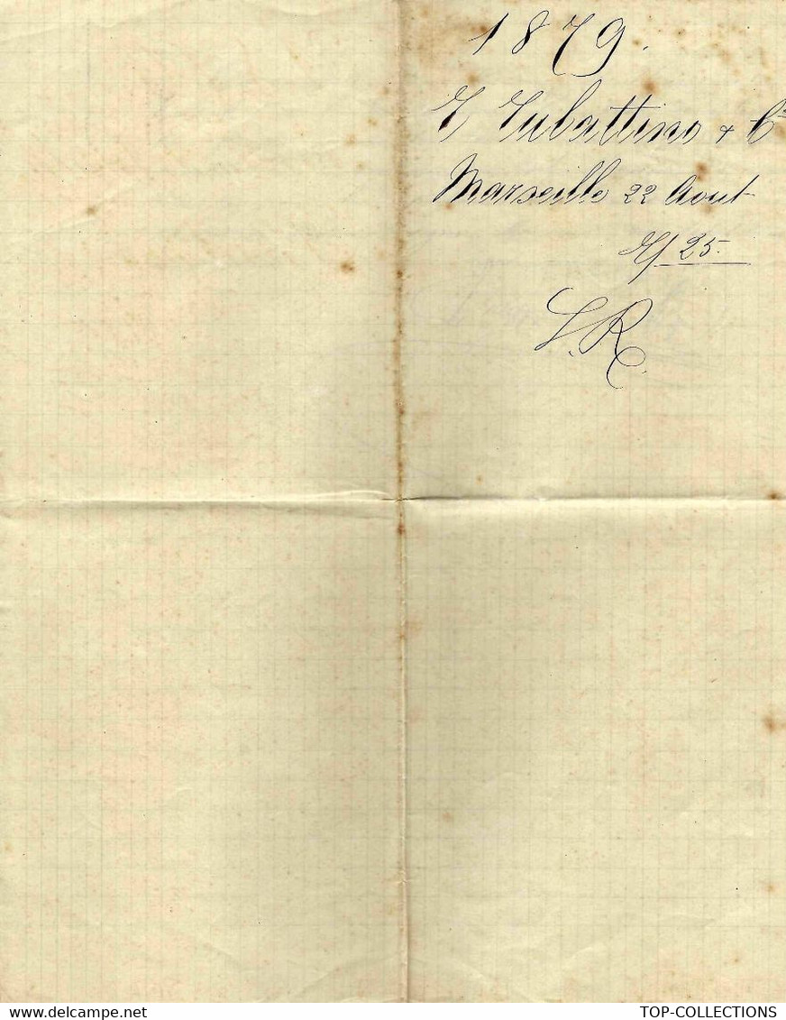 1879 NAVIGATION ARMATEUR Italie   RUBITTANO OFFRE DE SERVICE Service Postal Rubattino Marseille => Adet Seward Bordeaux - Italy