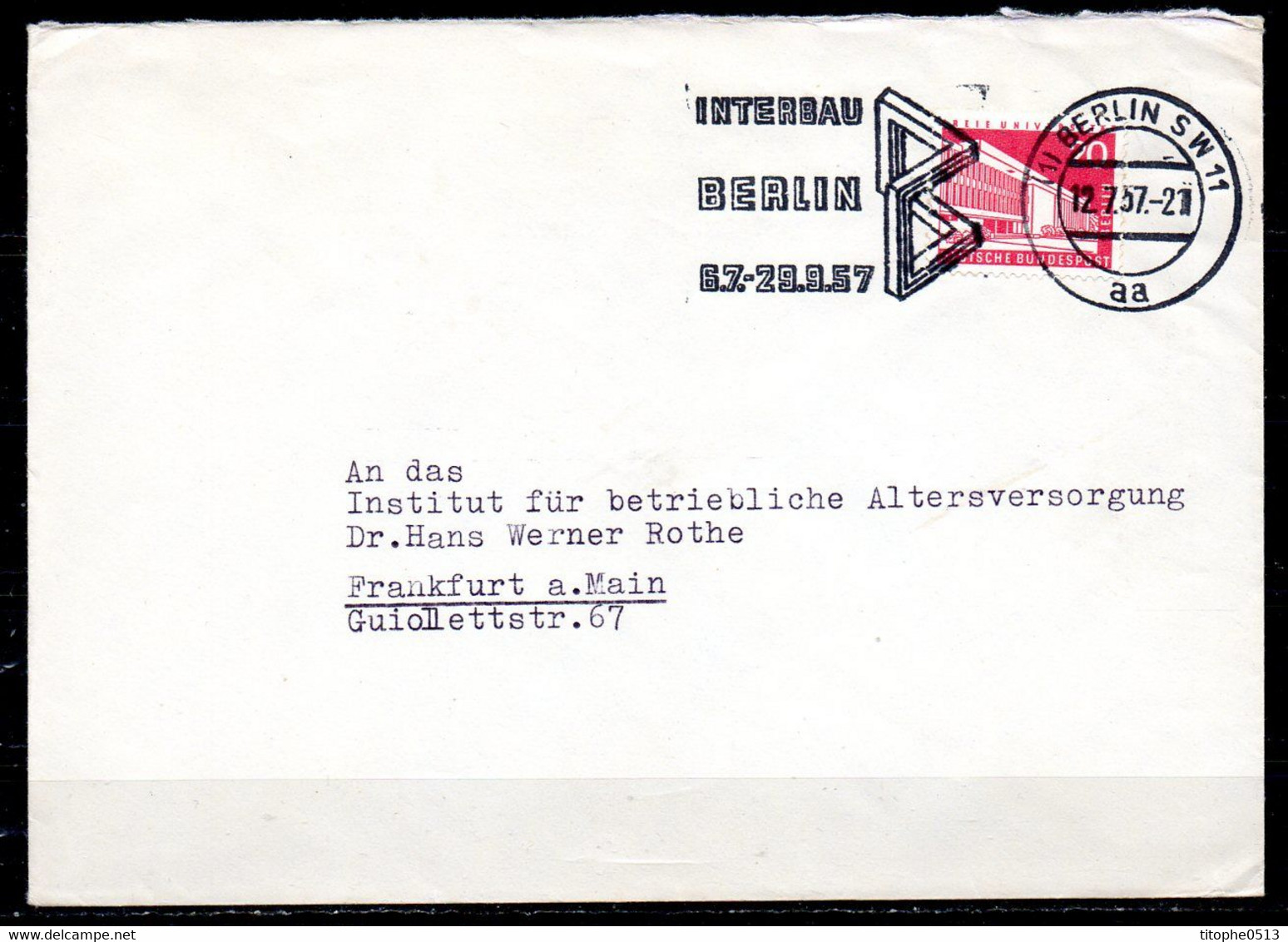 ALLEMAGNE - BERLIN. Flamme De 1957 Sur Enveloppe. Interbau'57. - Máquinas Franqueo (EMA)