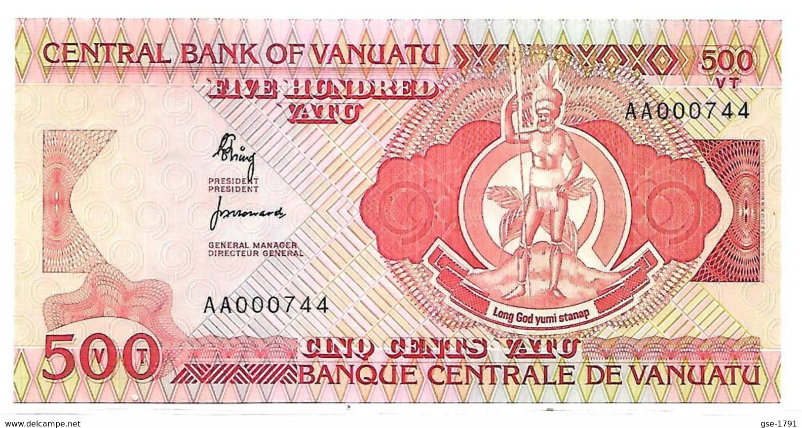 VANUATU  CENTRALE Bank  1ère émission  AA Petit  N°  Billet  NEUF - Vanuatu