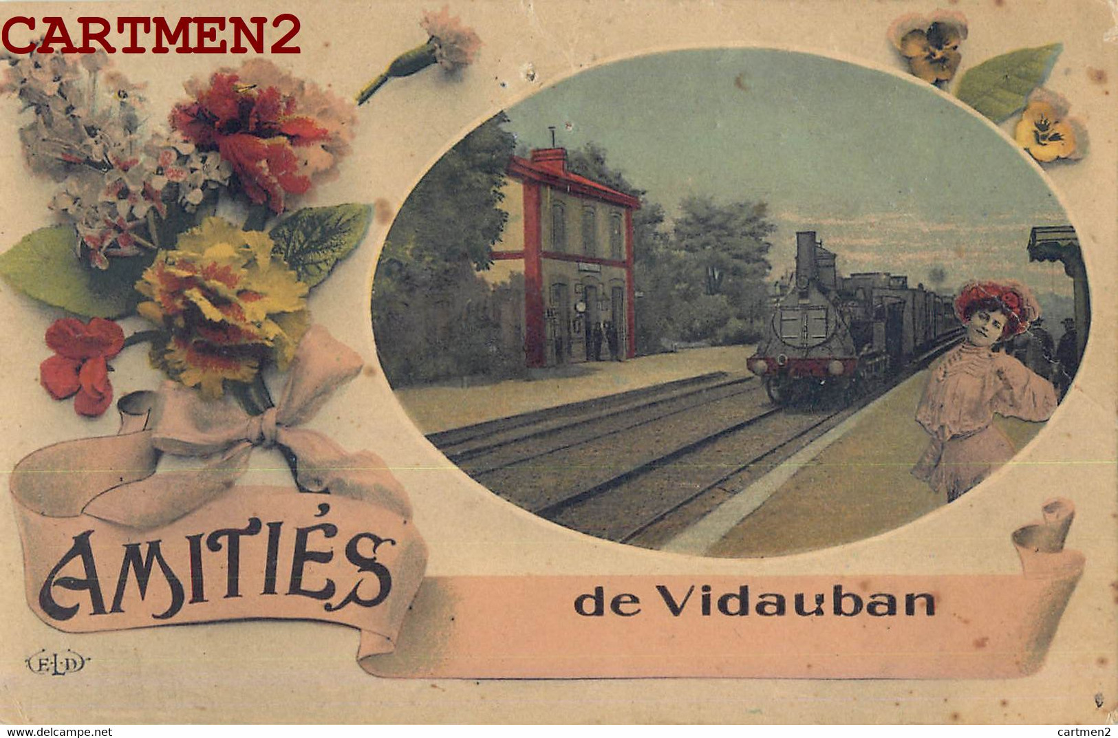 AMITIES DE VIDAUBAN LA GARE TRAIN LOCOMOTIVE STATION BAHNHOF 83 VAR - Vidauban