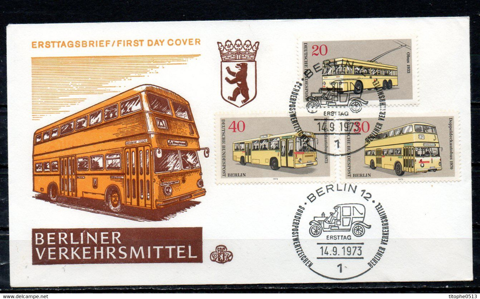 ALLEMAGNE - BERLIN. N°420-2 De 1973 Sur Enveloppe 1er Jour. Autobus/Trolleybus. - Bus