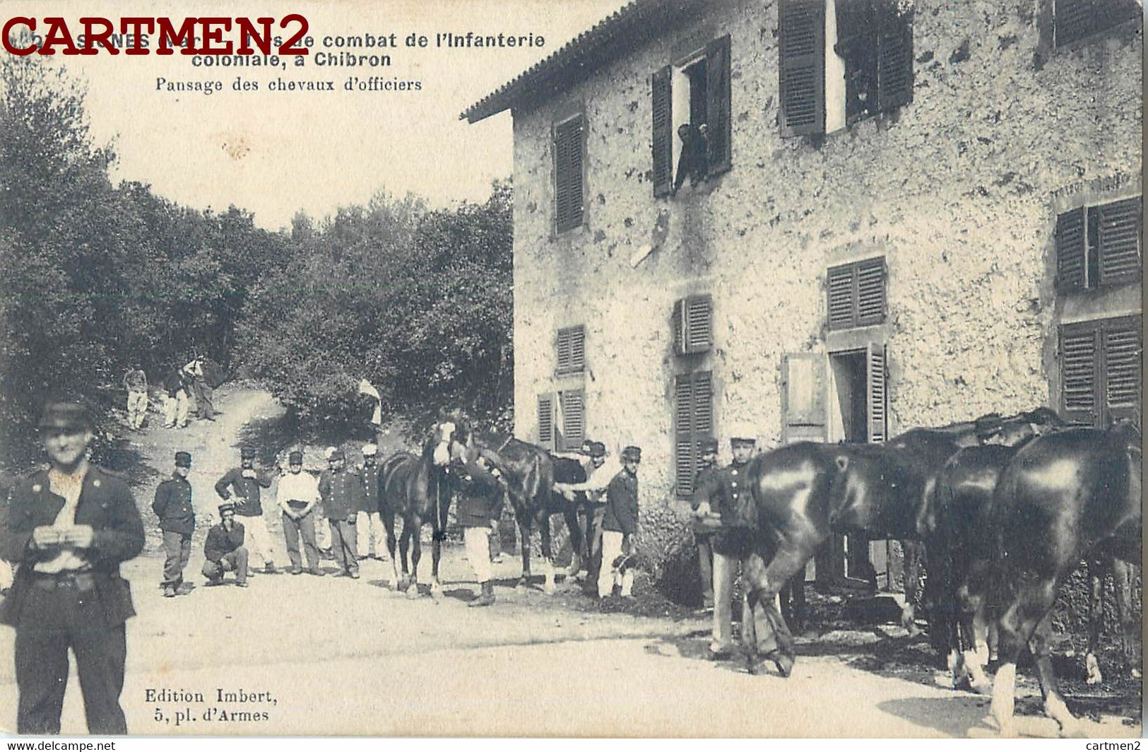 SIGNES TIRS DE COMBAT DE L'INFANTERIE COLONIALE A CHIBRON PANSAGE DES CHEVAUX MILITAIRE GUERRE SOLDATS 83 VAR - Signes