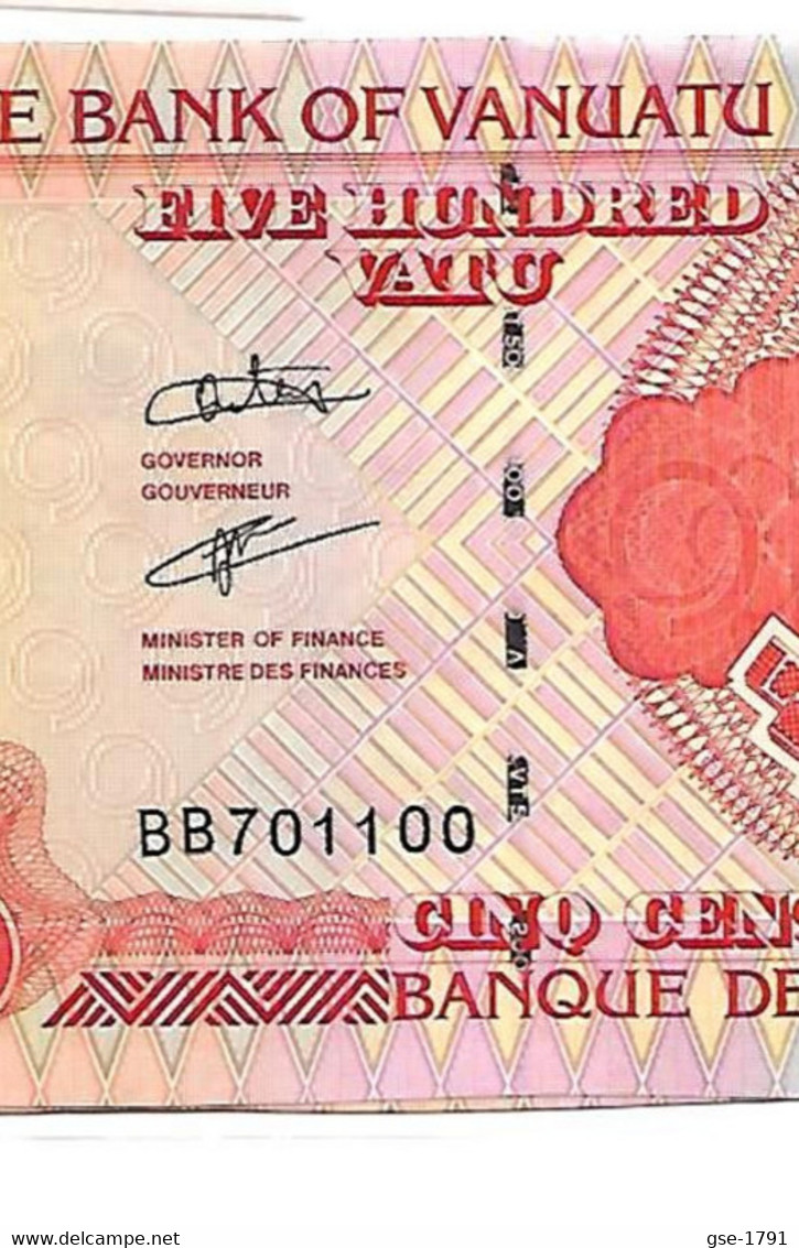 VANUATU  500 VATU 2005 ( Odo Tevi ) Lot De 2  Billets  BB   Fil D'argent.   NEUFS - Vanuatu