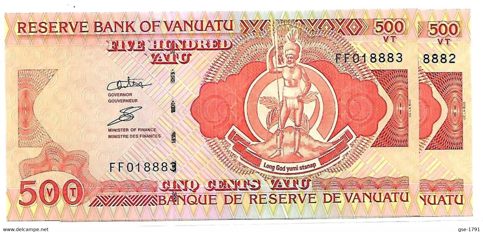 VANUATU  500 VATU  ( Odo Tevi )   Fil D'argent.,lot  2 Billets à Suivre  NEUFS - Vanuatu