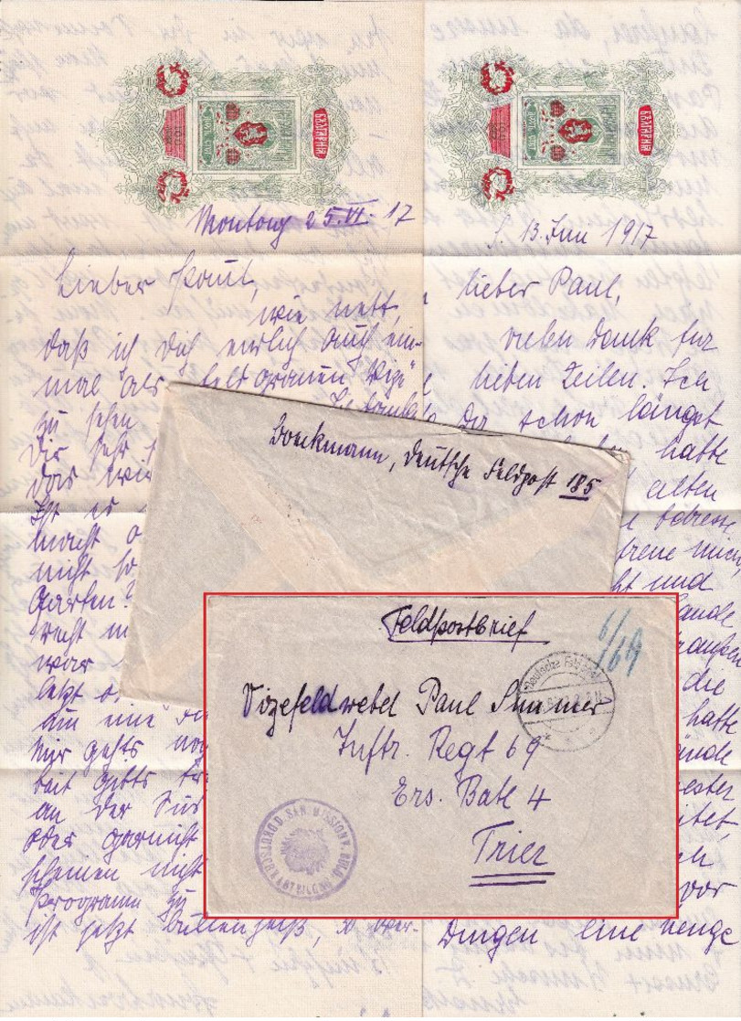 DR - Dt. Sanitäts-Mission Bulgarien Feldpostbrief M. Inhalt N. Trier 1917 - Cartas & Documentos