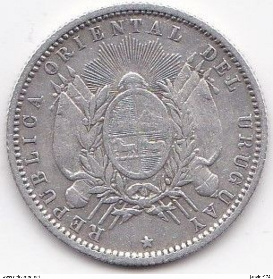 Uruguay. 20 Centesimos 1877 A . En Argent. KM# 15 - Uruguay