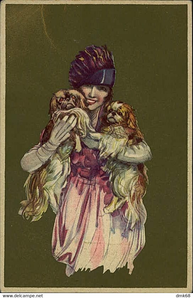 BUSI ( ? ) SIGNED 1910s POSTCARD - WOMAN  & DOG - N. 5/2 (2767) - Busi, Adolfo