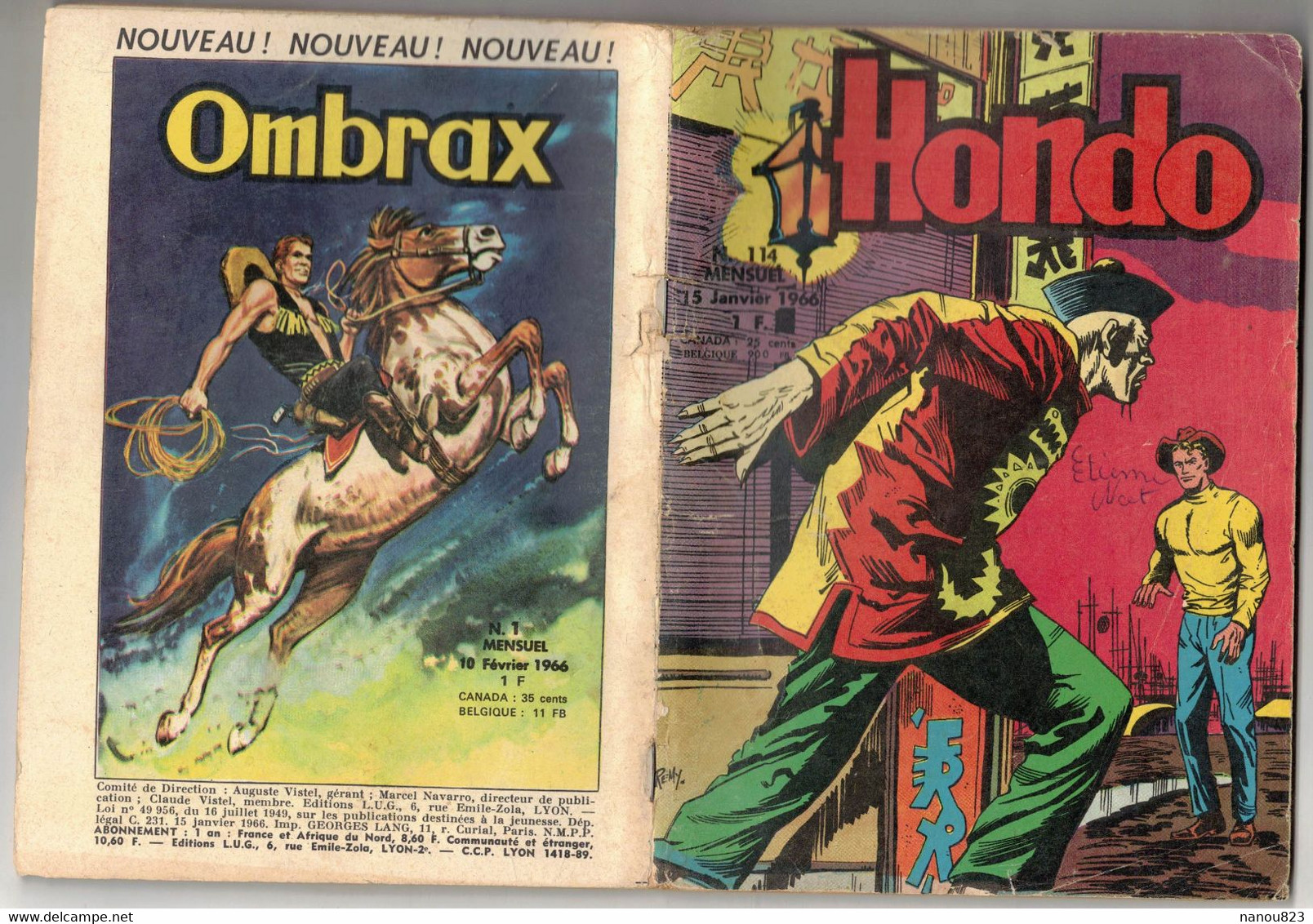 HONDO N° 114 - JANVIER 1966 EDITION LUG VERSO OMBRAX - Hondo